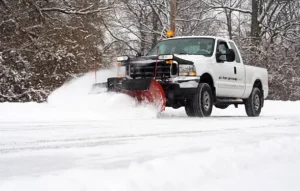 Polar group snow plow truck in Chicago