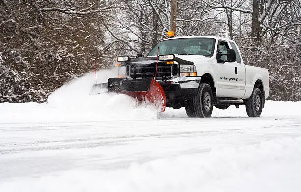 Polar group snow plow truck in Chicago